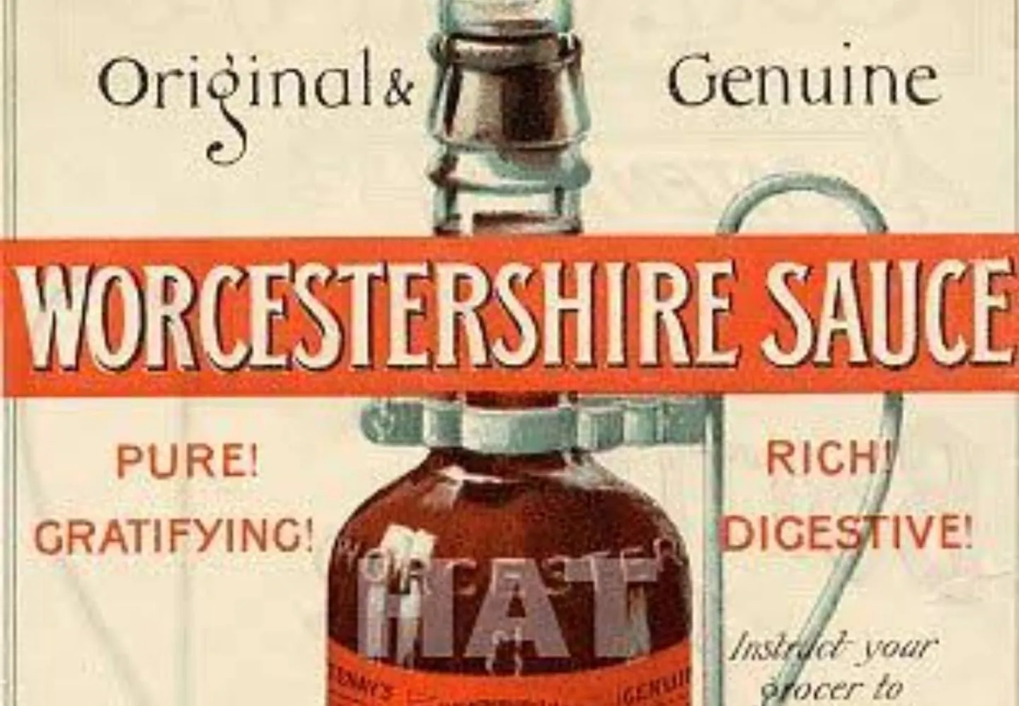 Rótulo antigo de molho inglês Worcestershire